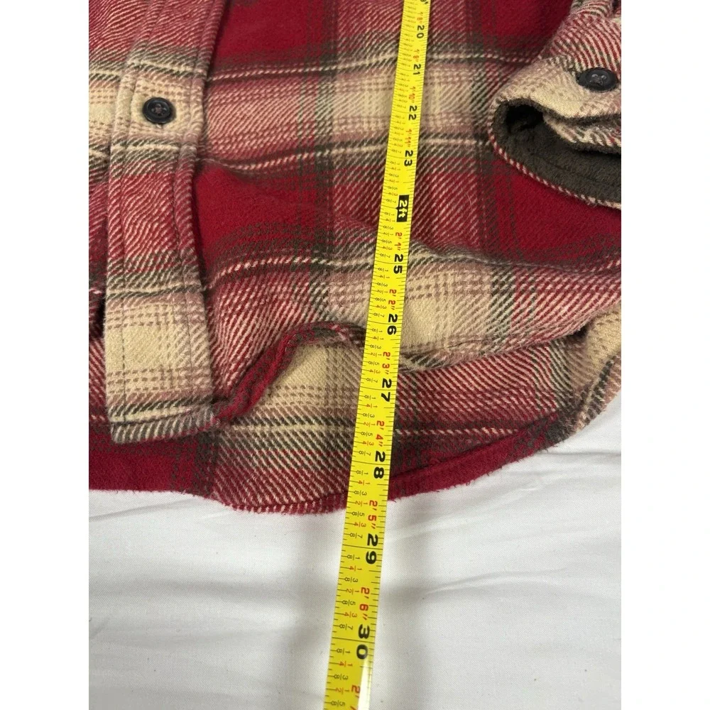 Orvis Classic Collection Men's L Red Plaid Flannel Shirt Heavyweight Button Up